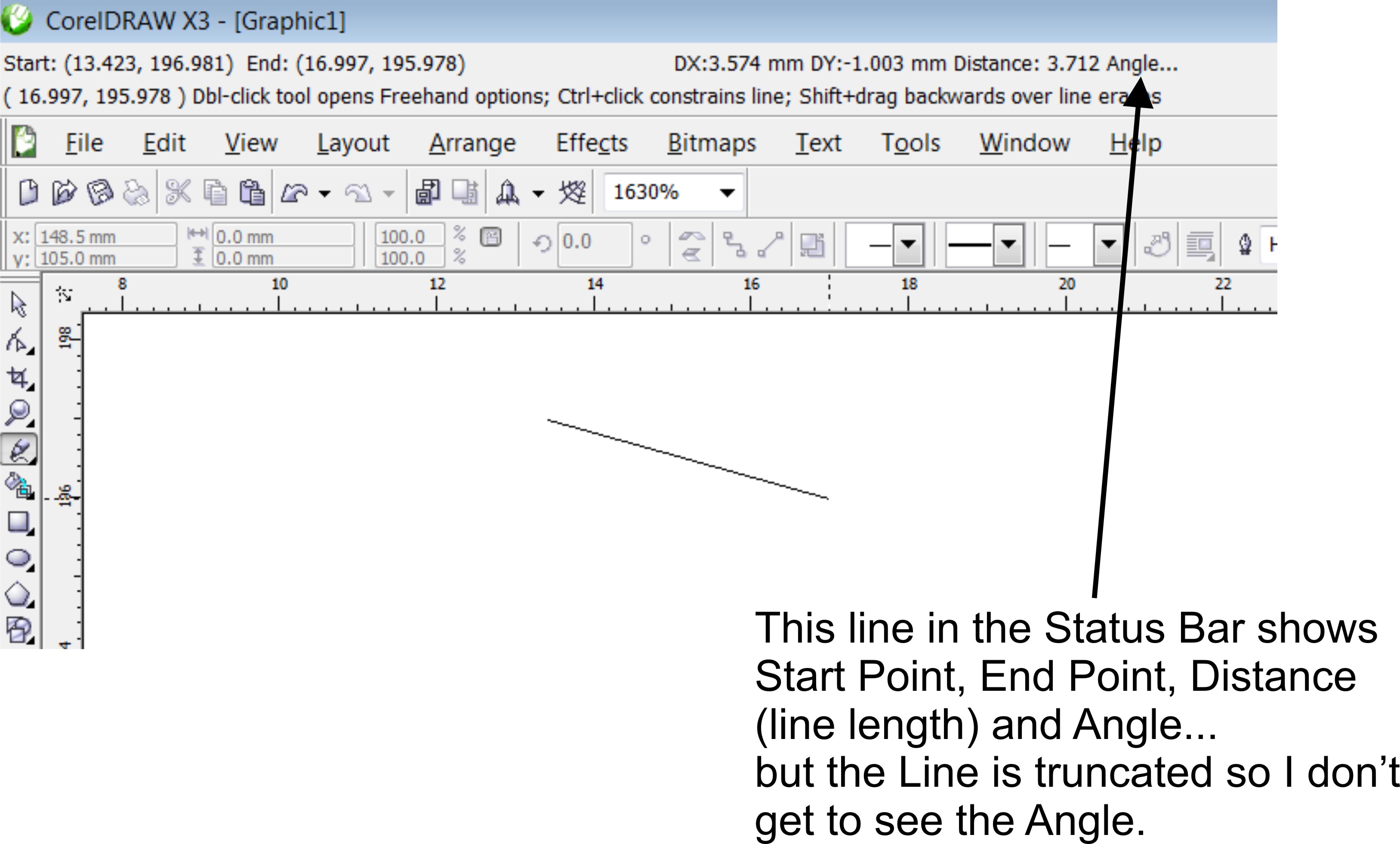 Status Bar Information On Straight Lines CorelDRAW X3 CorelDRAW X3 