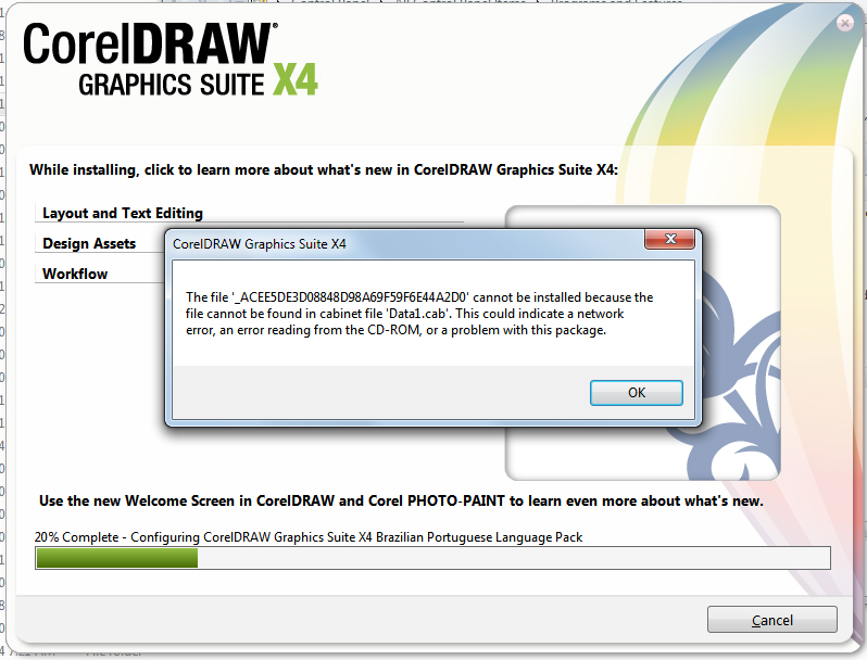 corel draw 12 file copy error