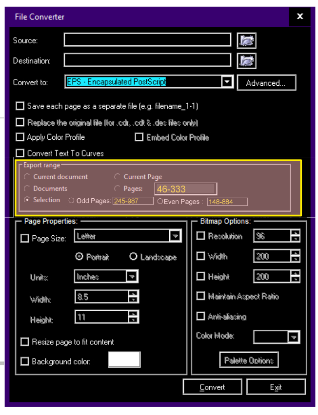 Export Range For File Converter Coreldraw Graphics Suite Feature Requests Coreldraw Graphics Suite X7 Coreldraw Community