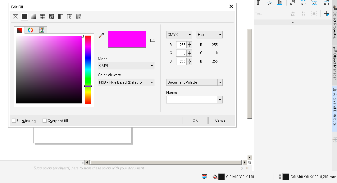 coreldraw color palette location on computer