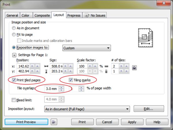 print image over mulitiple pages in corel draw 11