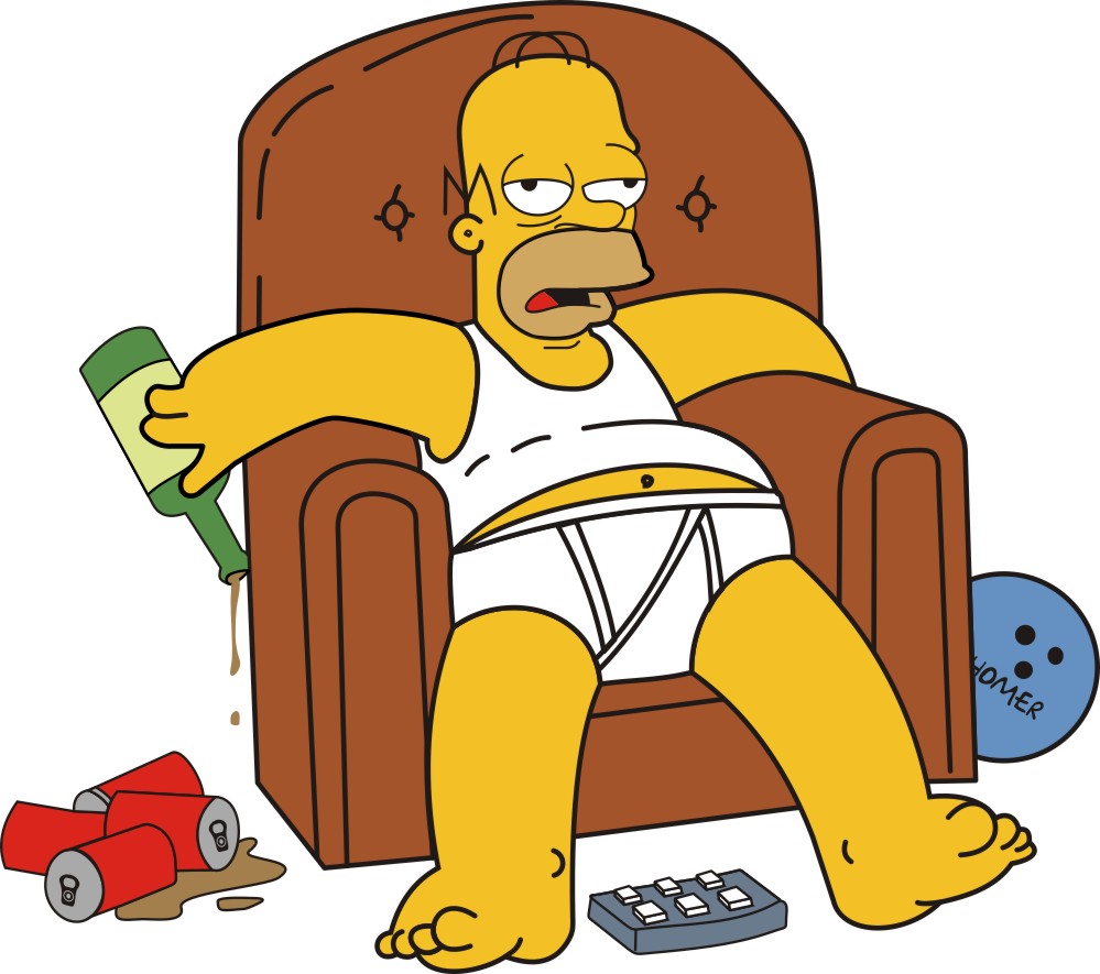 Гомер симпсон на диване с пивом