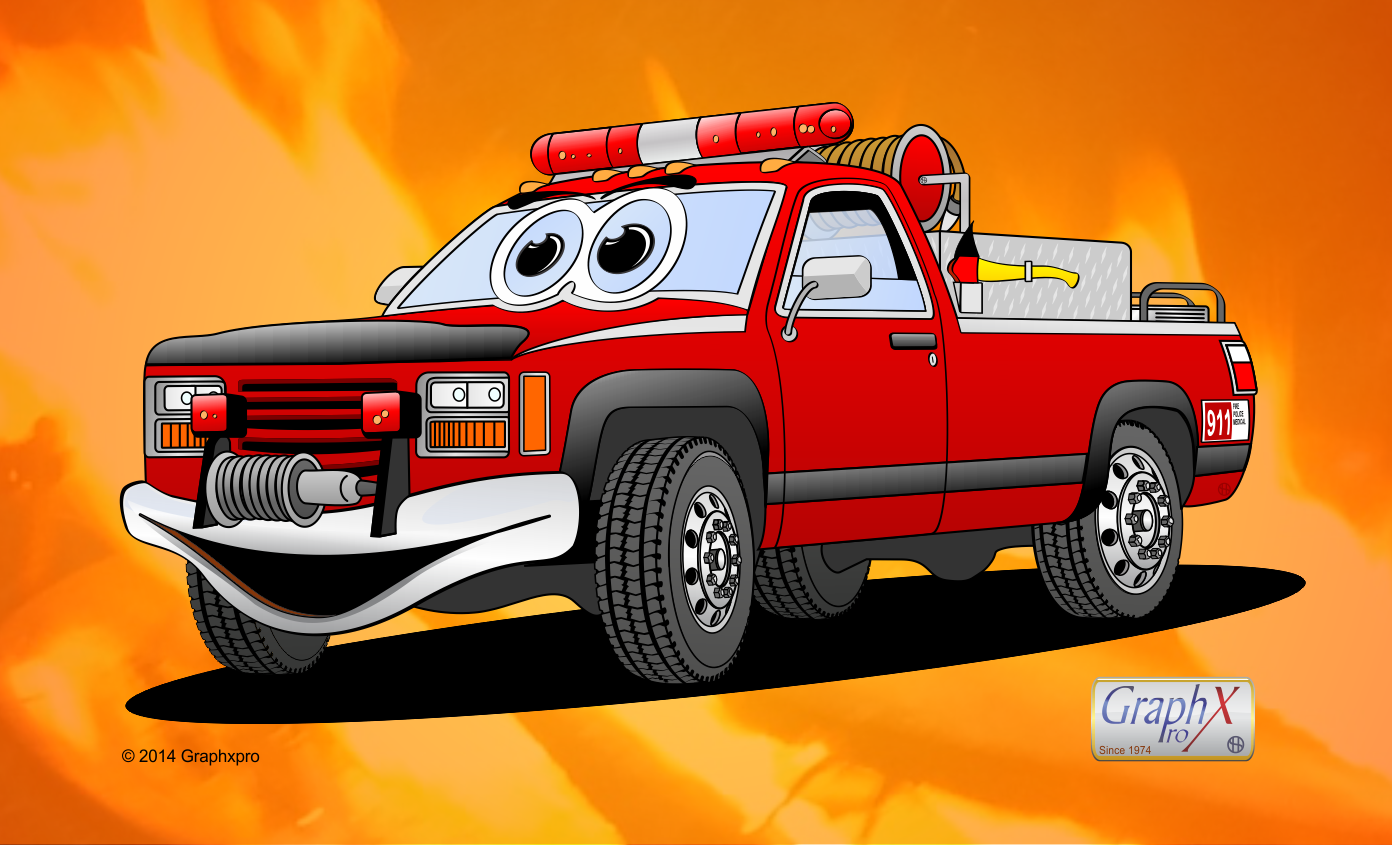 Pick Up Truck Cartoon with Fire Background - Graphxpro's Gallery -  Community galleries (GHI) - CorelDRAW Community
