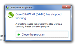 coreldraw x7 has stopped working