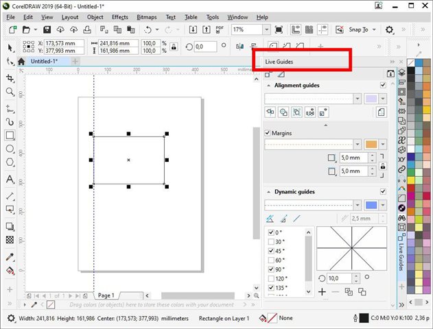 corel draw 5 make rectangles line upedge to edge