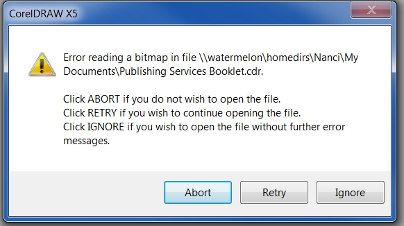 Чтение bmp. Как восстановить поврежденный файл cdr. Ошибка при чтении ввода cdr файл.